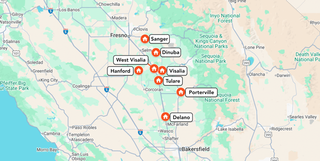 Map of San Joaquin Valley Homes