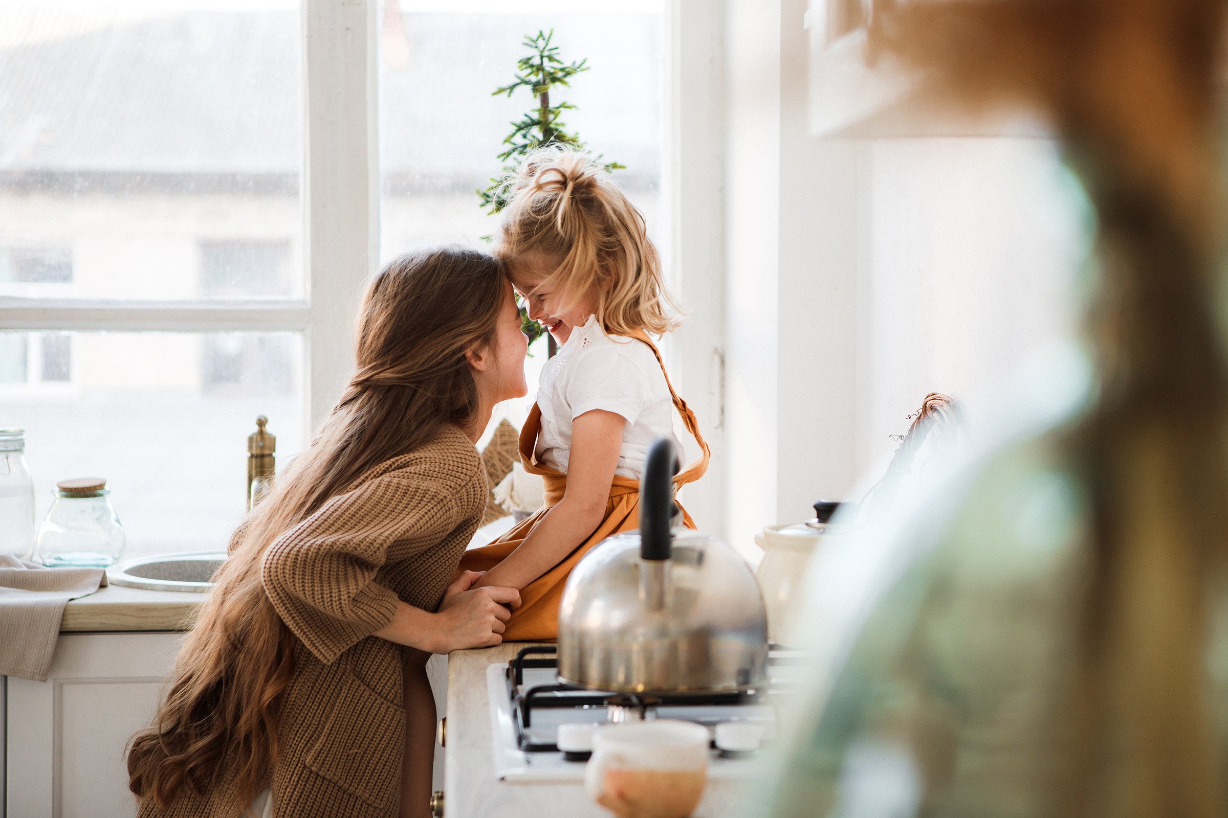 Sisters on Kitchen Counter