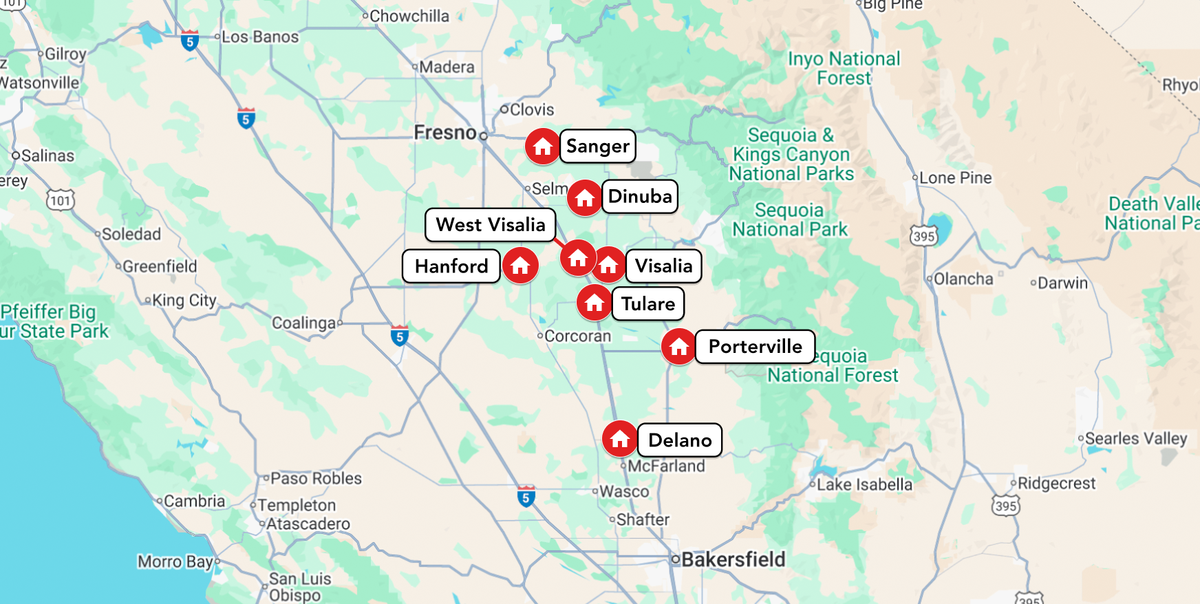 Neighborhood Map - Red Icons